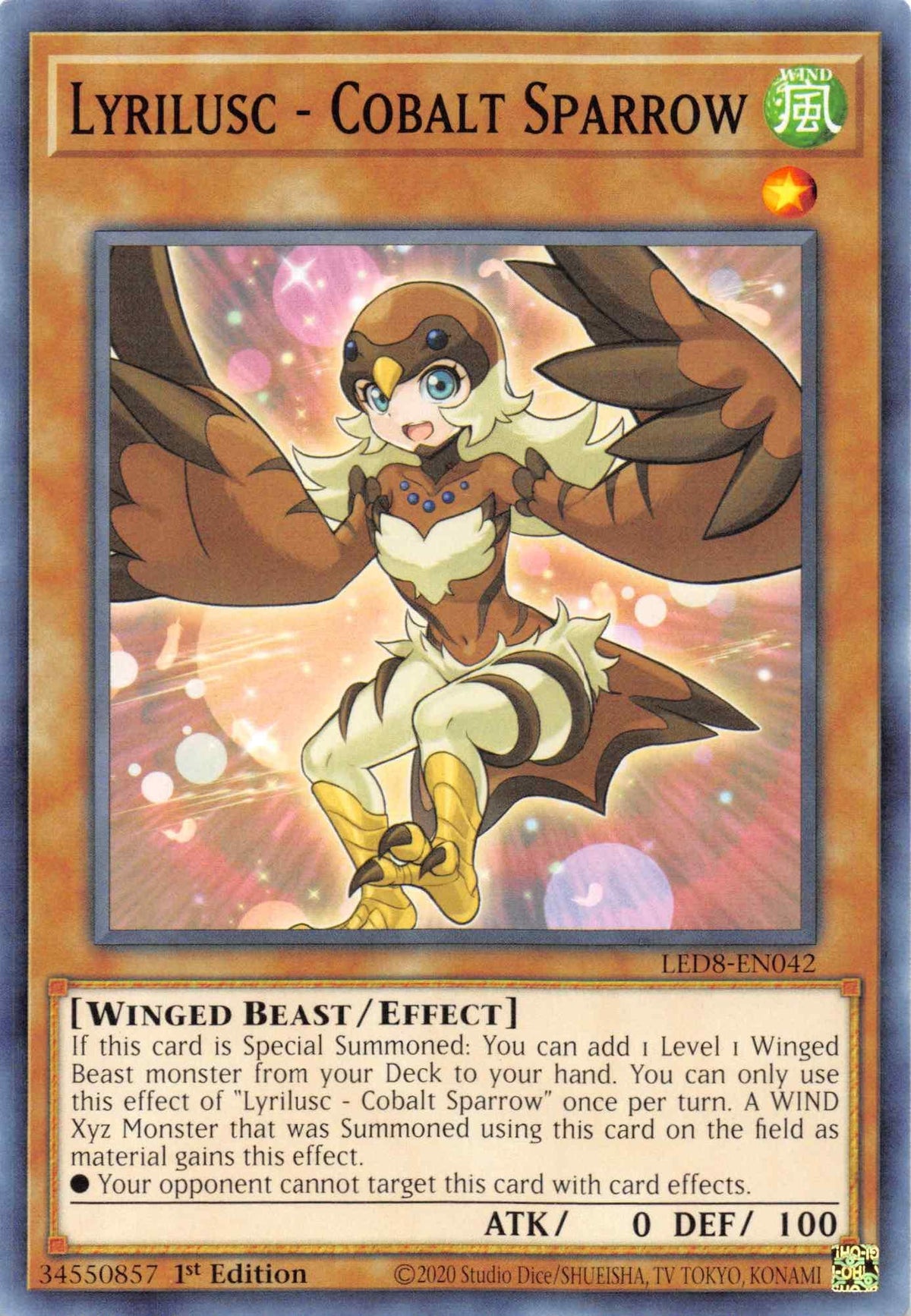 1st Edition, Common, Effect Monster, Legendary Duelists: Synchro Storm, Wind, Winged Beast Lyrilusc - Cobalt Sparrow [LED8-EN042] Common - Trading Card World