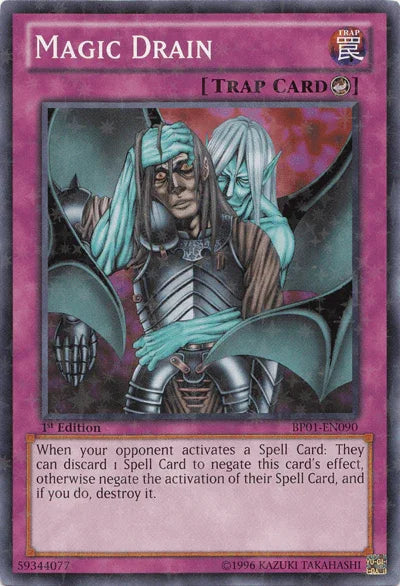 1st Edition, Battle Pack: Epic Dawn, Counter Trap, Starfoil Rare, Trap, Unlimited Magic Drain [BP01-EN090] Starfoil Rare - Trading Card World