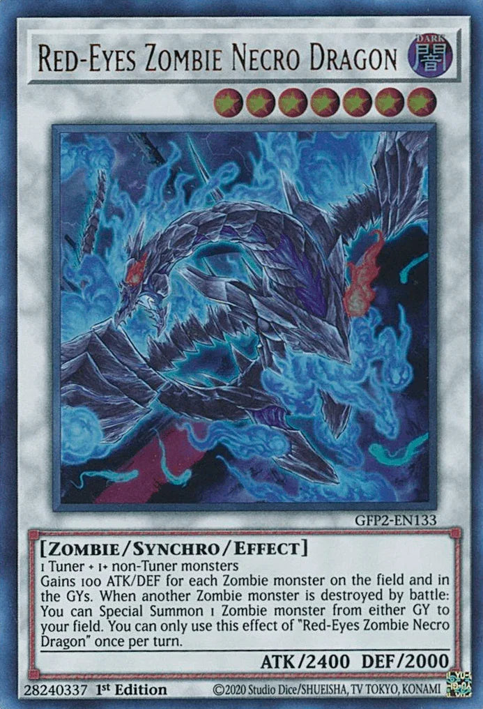 1st Edition, Dark, Ghosts From the Past: The 2nd Haunting, Synchro/Effect Monster, Ultra Rare, Zombie Red-Eyes Zombie Necro Dragon [GFP2-EN133] Ultra Rare - Trading Card World