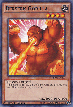 1st Edition, Battle Pack 3: Monster League, Beast, Earth, Effect Monster, Rare Berserk Gorilla [BP03-EN008] Rare - Trading Card World