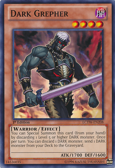 1st Edition, Common, Dark, Effect Monster, Legendary Collection 3: Yugi's World, Unlimited, Warrior Dark Grepher [LCYW-EN208] Common - Trading Card World