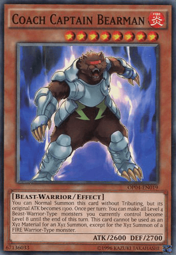 Beast-Warrior, Common, Effect Monster, Fire, OTS Tournament Pack 4, Unlimited Coach Captain Bearman [OP04-EN019] Common - Trading Card World