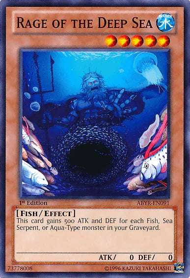 1st Edition, Abyss Rising, Common, Effect Monster, Fish, Unlimited, Water Rage of the Deep Sea [ABYR-EN091] Common - Trading Card World