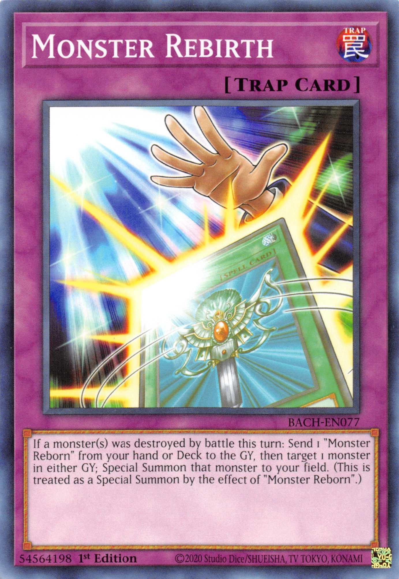 1st Edition, Battle of Chaos, Common, Normal Trap, Trap Monster Rebirth [BACH-EN077] Common - Trading Card World