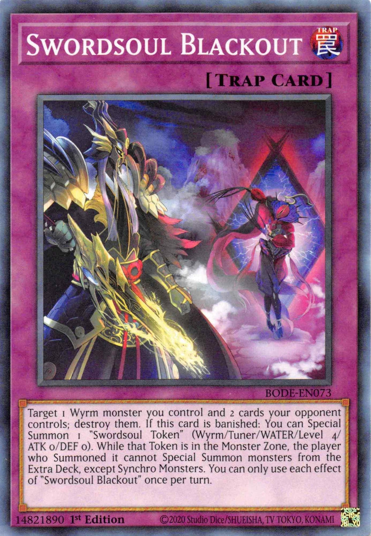 1st Edition, Burst of Destiny, Common, Normal Trap, Trap Swordsoul Blackout [BODE-EN073] Common - Trading Card World