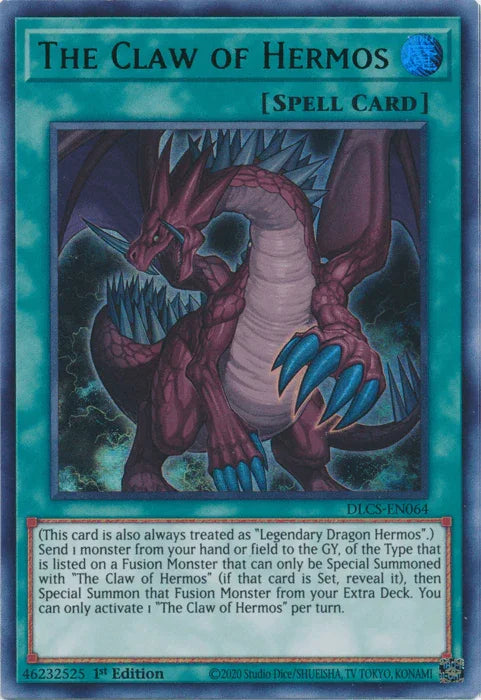 1st Edition, Dragons of Legend: The Complete Series, Normal Spell, Spell, Ultra Rare The Claw of Hermos (Green) [DLCS-EN064] Ultra Rare - Trading Card World