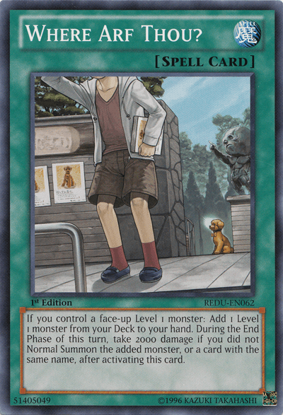 1st Edition, Common, Normal Spell, Return of the Duelist, Spell, Unlimited Where Arf Thou? [REDU-EN062] Common - Trading Card World