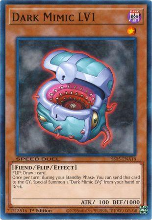 1st Edition, Common, Dark, Fiend, Flip/Effect Monster, Speed Duel: Twisted Nightmares Dark Mimic LV1 [SS05-ENA18] Common - Trading Card World