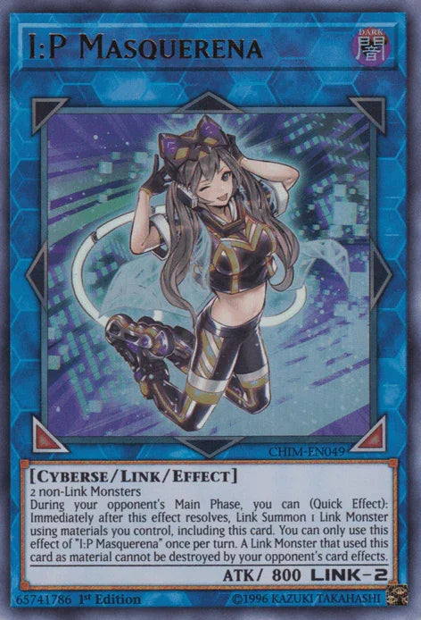1st Edition, Chaos Impact, Cyberse, Dark, Link/Effect Monster, Ultra Rare, Unlimited I:P Masquerena [CHIM-EN049] Ultra Rare - Trading Card World