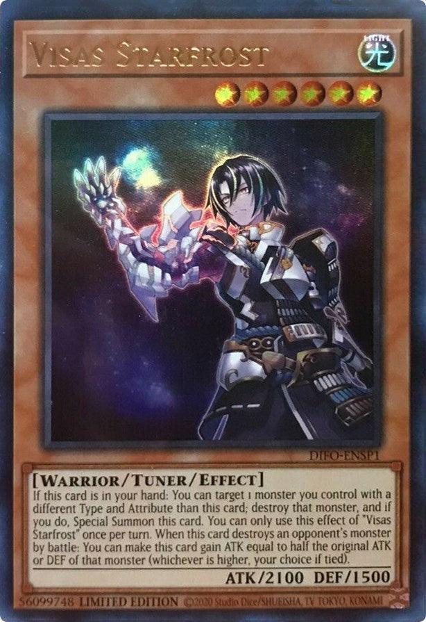 Dimension Force, Light, Limited, Tuner/Effect Monster, Ultra Rare, Warrior Visas Starfrost [DIFO-ENSP1] Ultra Rare - Trading Card World
