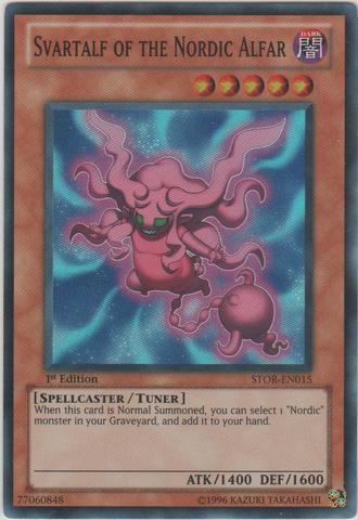 1st Edition, Dark, Spellcaster, Storm of Ragnarok, Super Rare, Tuner Monster, Unlimited Svartalf of the Nordic Alfar [STOR-EN015] Super Rare - Trading Card World