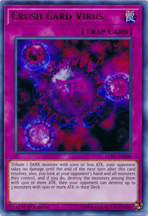 1st Edition, Legendary Collection Kaiba, Normal Trap, Trap, Ultra Rare, Unlimited Crush Card Virus (Version 2) [LCKC-EN046] Ultra Rare - Trading Card World