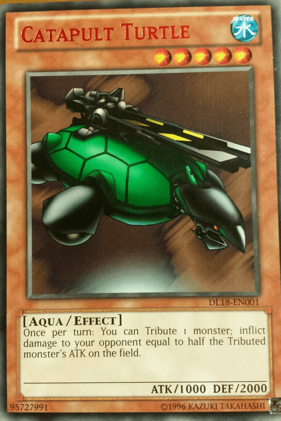 Aqua, Duelist League Promo, Effect Monster, Rare, Unlimited, Water Catapult Turtle (Red) [DL18-EN001] Rare - Trading Card World