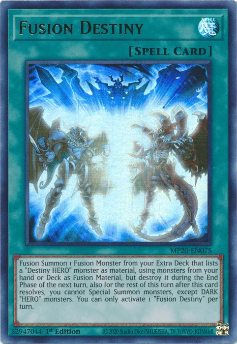 1st Edition, 2020 Tin of Lost Memories, Normal Spell, Spell, Ultra Rare Fusion Destiny [MP20-EN075] Ultra Rare - Trading Card World