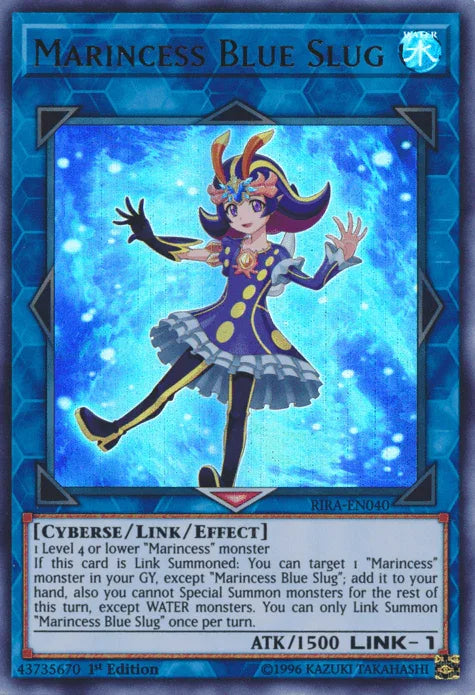 1st Edition, Cyberse, Link/Effect Monster, Rising Rampage, Ultra Rare, Unlimited, Water Marincess Blue Slug [RIRA-EN040] Ultra Rare - Trading Card World