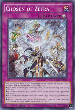 1st Edition, Common, Continuous Trap, Crossed Souls, Trap, Unlimited Chosen of Zefra [CROS-EN071] Common - Trading Card World