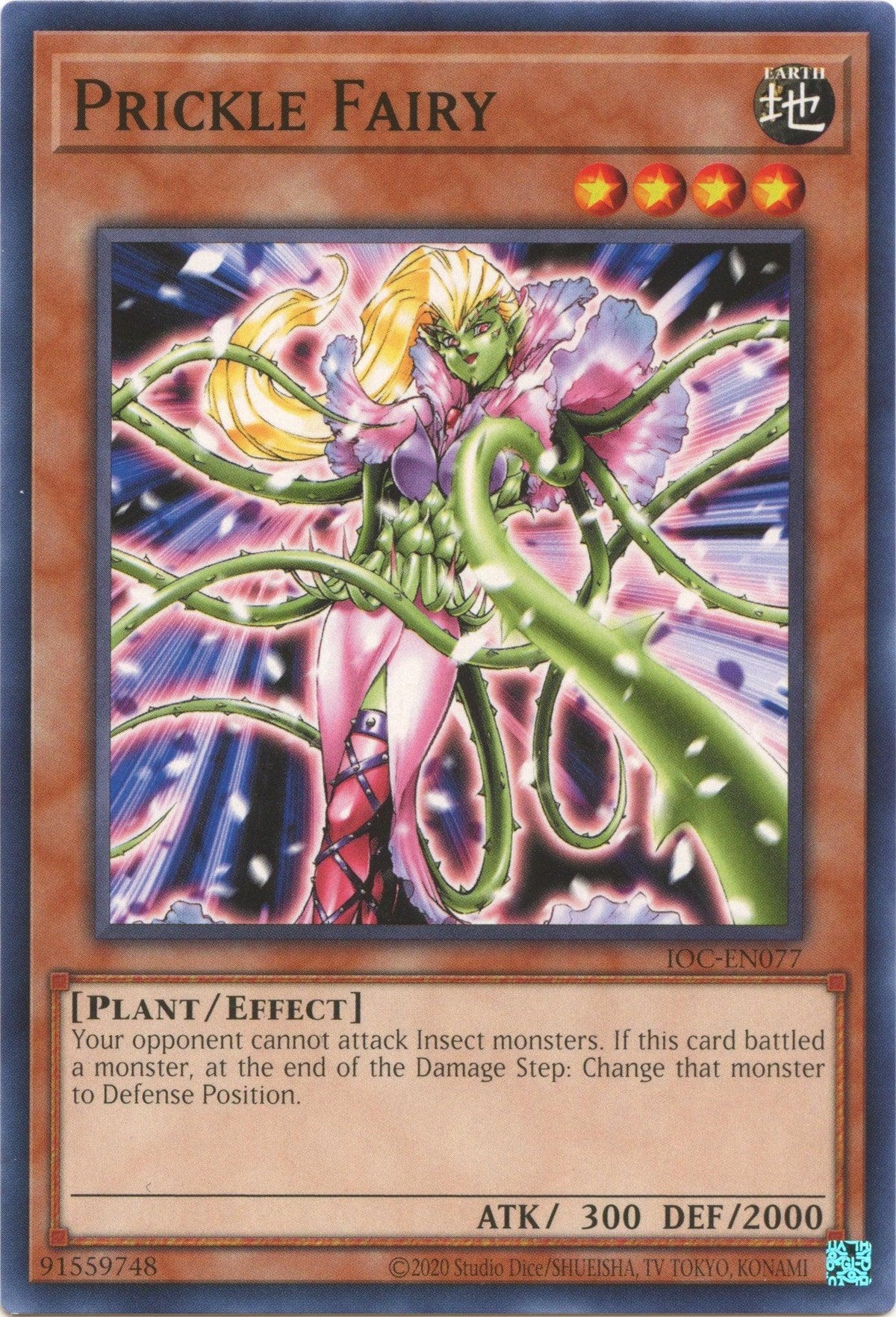 Common, Earth, Effect Monster, Invasion of Chaos (25th Anniversary Edition), Plant, Unlimited Prickle Fairy (25th Anniversary) [IOC-EN077] Common - Trading Card World