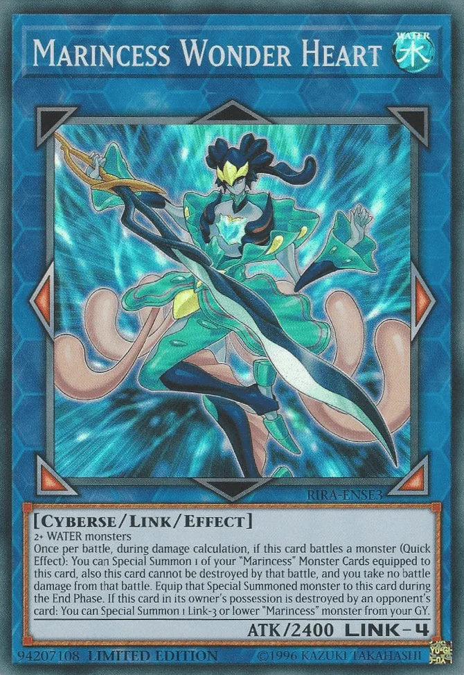 Cyberse, Limited, Link/Effect Monster, Rising Rampage, Super Rare, Water Marincess Wonder Heart [RIRA-ENSE3] Super Rare - Trading Card World