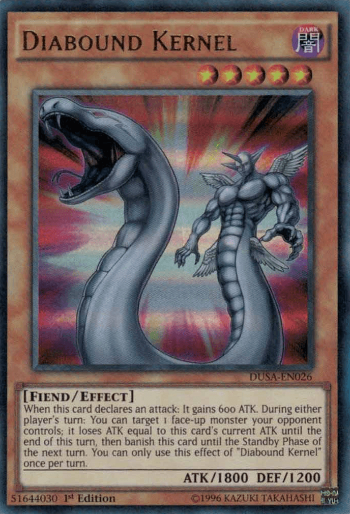 1st Edition, Dark, Duelist Saga, Effect Monster, Fiend, Ultra Rare Diabound Kernel [DUSA-EN026] Ultra Rare - Trading Card World