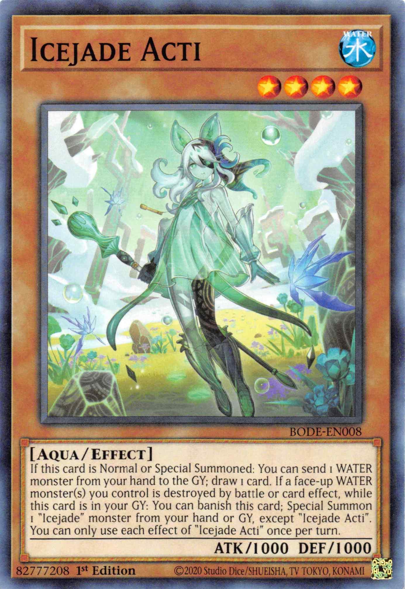 1st Edition, Aqua, Burst of Destiny, Common, Effect Monster, Water Icejade Acti [BODE-EN008] Common - Trading Card World