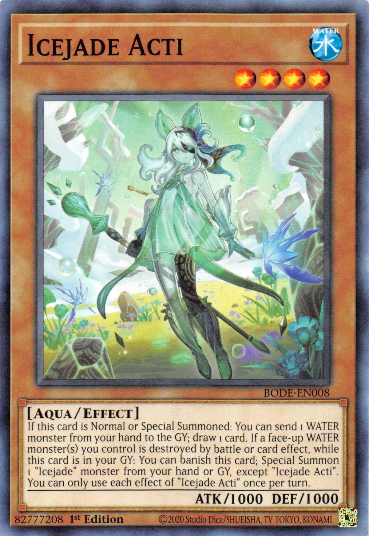 1st Edition, Aqua, Burst of Destiny, Common, Effect Monster, Water Icejade Acti [BODE-EN008] Common - Trading Card World
