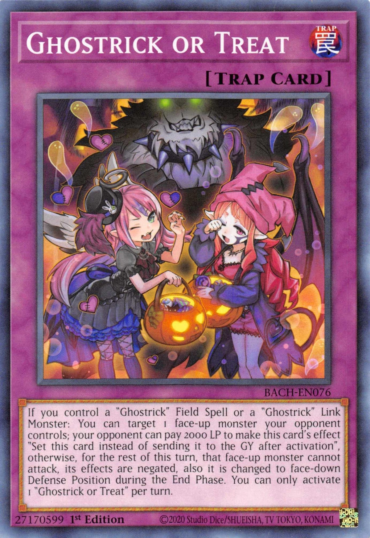 1st Edition, Battle of Chaos, Common, Normal Trap, Trap Ghostrick or Treat [BACH-EN076] Common - Trading Card World