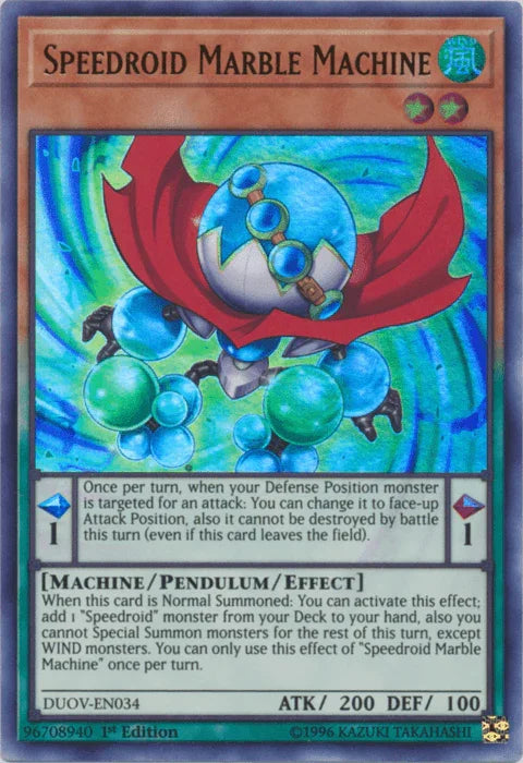 1st Edition, Duel Overload, Machine, Pendulum/Effect Monster, Ultra Rare, Wind Speedroid Marble Machine [DUOV-EN034] Ultra Rare - Trading Card World