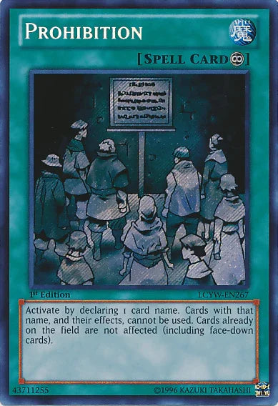 1st Edition, Continuous Spell, Legendary Collection 3: Yugi's World, Secret Rare, Spell, Unlimited Prohibition [LCYW-EN267] Secret Rare - Trading Card World