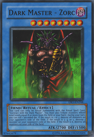 Dark, Dark Revelation Volume 1, Fiend, Ritual/Effect Monster, Super Rare, Unlimited Dark Master - Zorc [DR1-EN244] Super Rare - Trading Card World