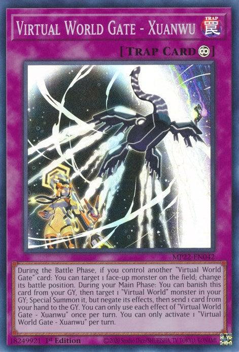 1st Edition, 2022 Tin of the Pharaoh's Gods, Continuous Trap, Super Rare, Trap Virtual World Gate - Xuanwu [MP22-EN042] Super Rare - Trading Card World