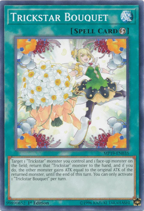 1st Edition, 2019 Gold Sarcophagus Tin Mega Pack, Common, Quick Play Spell, Spell, Unlimited Trickstar Bouquet [MP19-EN035] Common - Trading Card World