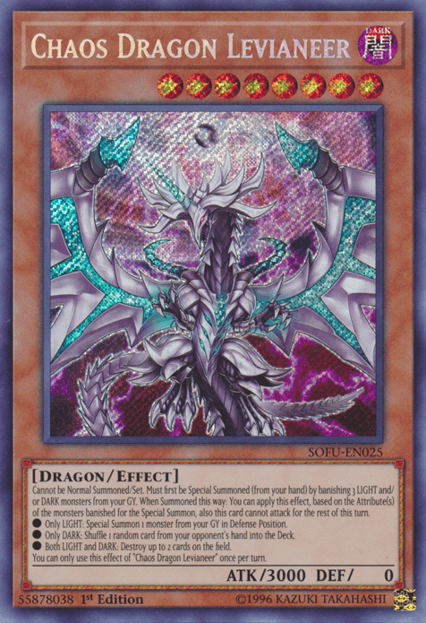1st Edition, Dark, Dragon, Effect Monster, Secret Rare, Soul Fusion, Unlimited Chaos Dragon Levianeer [SOFU-EN025] Secret Rare - Trading Card World