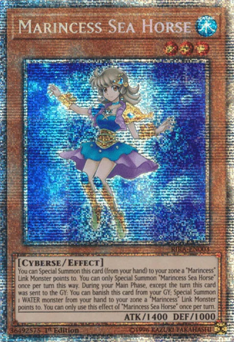 1st Edition, Cyberse, Effect Monster, Rising Rampage, Starlight Rare, Water Marincess Sea Horse [RIRA-EN003] Starlight Rare - Trading Card World