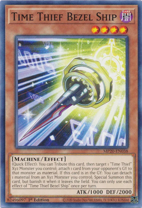 1st Edition, 2020 Tin of Lost Memories, Common, Dark, Effect Monster, Machine Time Thief Bezel Ship [MP20-EN038] Common - Trading Card World