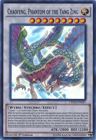 1st Edition, Crossed Souls, Light, Super Rare, Synchro/Effect Monster, Unlimited, Wyrm Chaofeng, Phantom of the Yang Zing [CROS-EN047] Super Rare - Trading Card World