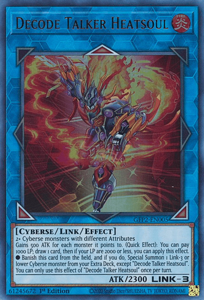 1st Edition, Cyberse, Fire, Ghosts From the Past: The 2nd Haunting, Link/Effect Monster, Ultra Rare Decode Talker Heatsoul [GFP2-EN005] Ultra Rare - Trading Card World
