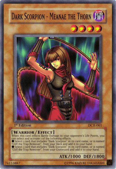 1st Edition, Common, Dark, Dark Crisis, Effect Monster, Unlimited, Warrior Dark Scorpion - Meanae the Thorn [DCR-061] Common - Trading Card World