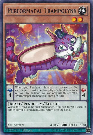 1st Edition, 2015 Mega-Tins Mega Pack, Beast, Earth, Pendulum/Effect Monster, Rare Performapal Trampolynx [MP15-EN127] Rare - Trading Card World