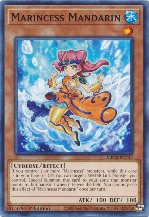 1st Edition, 2020 Tin of Lost Memories, Common, Cyberse, Effect Monster, Water Marincess Mandarin [MP20-EN147] Common - Trading Card World