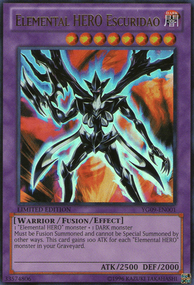 Dark, Fusion/Effect Monster, GX Manga Promotional Cards, Limited, Ultra Rare, Warrior Elemental HERO Escuridao [YG09-EN001] Ultra Rare - Trading Card World