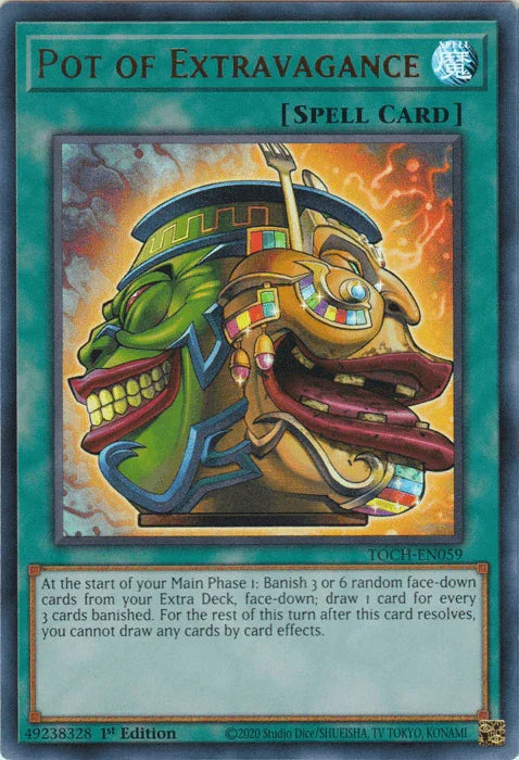 1st Edition, Normal Spell, Spell, Toon Chaos, Ultra Rare, Unlimited Pot of Extravagance [TOCH-EN059] Ultra Rare - Trading Card World