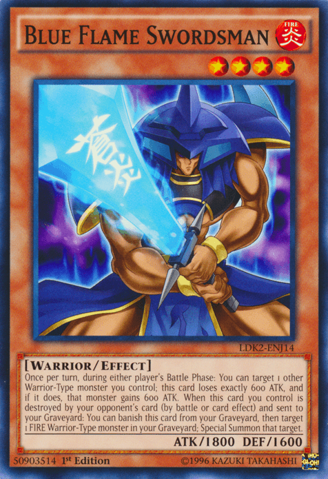 1st Edition, Common, Effect Monster, Fire, Legendary Decks II, Unlimited, Warrior Blue Flame Swordsman [LDK2-ENJ14] Common - Trading Card World