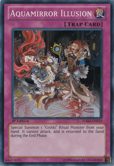 1st Edition, Hidden Arsenal 6: Omega Xyz, Normal Trap, Super Rare, Trap Aquamirror Illusion [HA06-EN059] Super Rare - Trading Card World