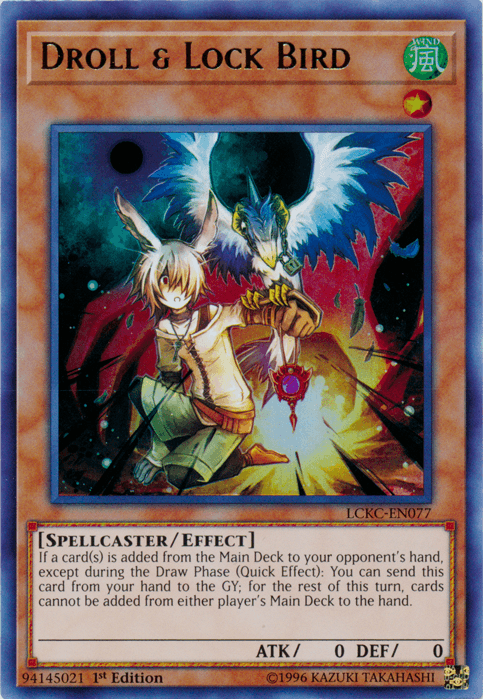 1st Edition, Effect Monster, Legendary Collection Kaiba, Spellcaster, Ultra Rare, Unlimited, Wind Droll & Lock Bird [LCKC-EN077] Ultra Rare - Trading Card World