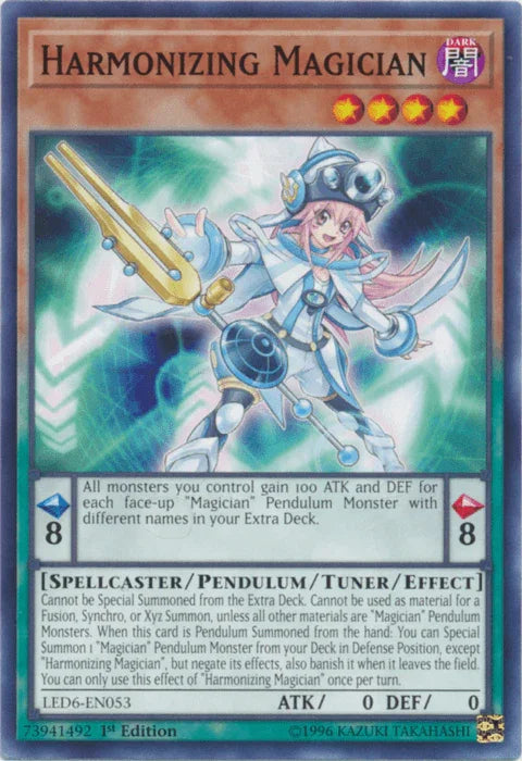 1st Edition, Common, Dark, Legendary Duelists: Magical Hero, Pendulum/Tuner/Effect Monster, Spellcaster, Unlimited Harmonizing Magician [LED6-EN053] Common - Trading Card World