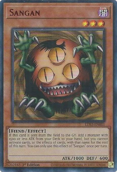 1st Edition, Dark, Effect Monster, Fiend, Legendary Duelists: Season 3, Ultra Rare Sangan (Red) [LDS3-EN001] Ultra Rare - Trading Card World