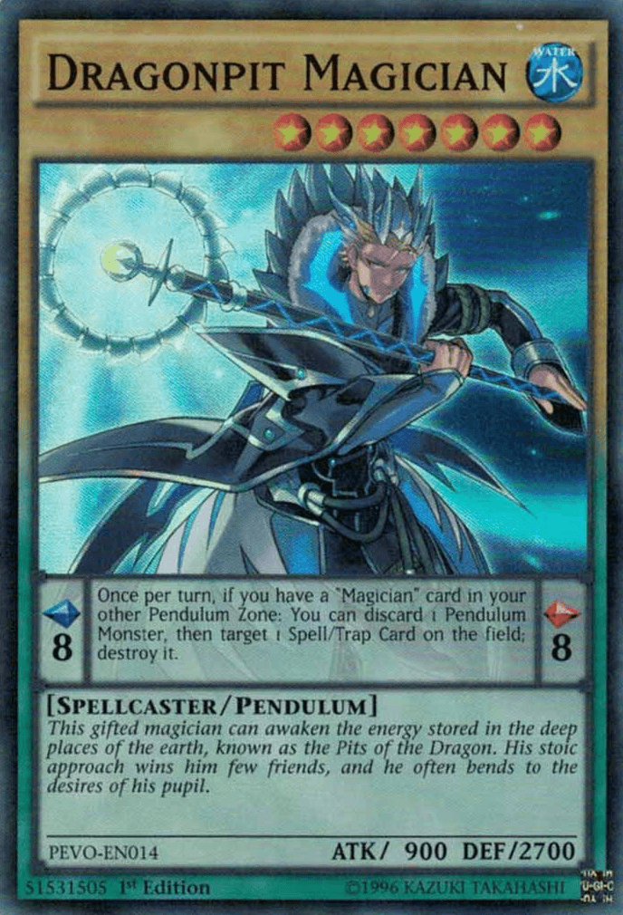 1st Edition, Pendulum Evolution, Pendulum Monster, Spellcaster, Super Rare, Water Dragonpit Magician [PEVO-EN014] Super Rare - Trading Card World