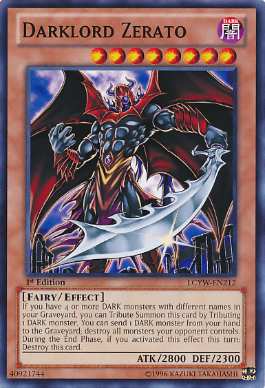 1st Edition, Common, Dark, Effect Monster, Fairy, Legendary Collection 3: Yugi's World, Unlimited Darklord Zerato [LCYW-EN212] Common - Trading Card World