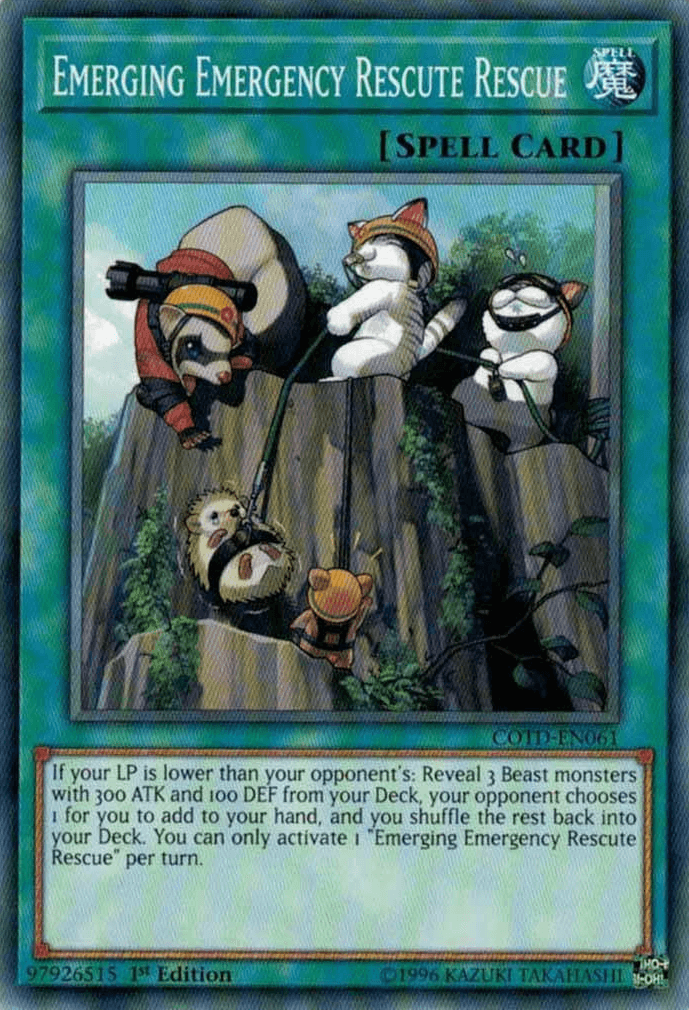 1st Edition, Code of the Duelist, Common, Normal Spell, Spell, Unlimited Emerging Emergency Rescute Rescue [COTD-EN061] Common - Trading Card World