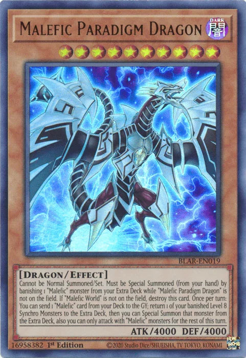 1st Edition, Battles of Legend: Armageddon, Dark, Dragon, Effect Monster, Ultra Rare Malefic Paradigm Dragon [BLAR-EN019] Ultra Rare - Trading Card World